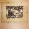 Linogravure de l'ami Ro'F (souslanageoire.blogspot.fr) enfin accrochée au mur du bureau de #theculturefish : love it !